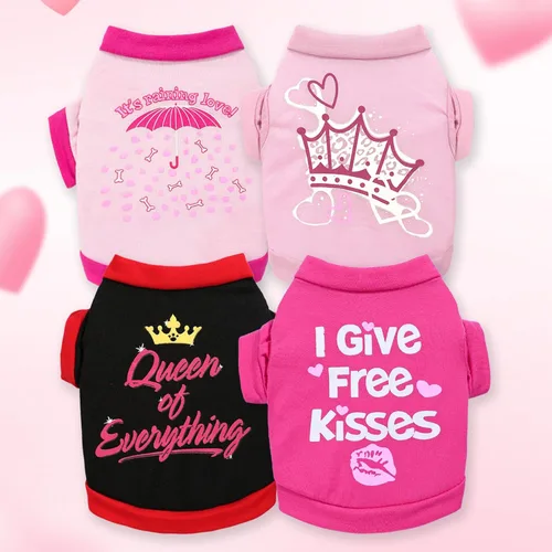 Miniatura 9 de 4 camisas para perro, ropa para perros de primavera y verano, lindo patrón, suave y transpirable, camiseta para mascotas, ropa para cachorros