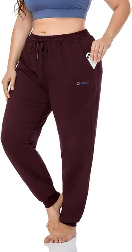 Miniatura 4 de ZERDOCEAN Pantalones deportivos de talla grande para mujer, pantalones deportivos ajustados para entrenamiento, yoga, descanso, con bolsillos