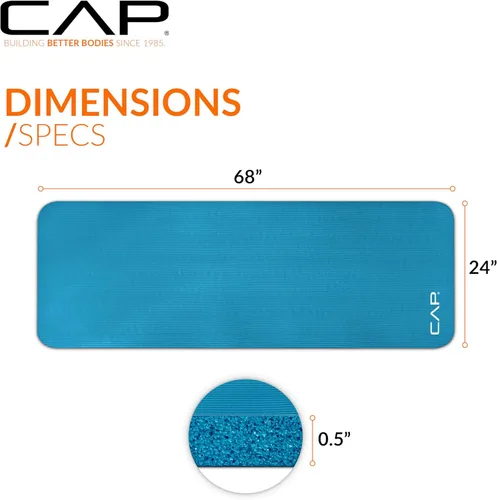 Miniatura 4 de CAP Barbell Colchoneta de yoga y ejercicio de alta densidad de 1/2 pulgada con correa Múltiples opciones Verde azulado