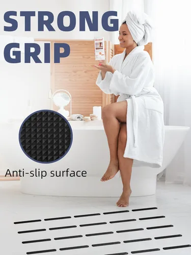 Miniatura 3 de Secopad Calcomanías de ducha antideslizantes originales para bañera y ducha, tiras de seguridad adhesivas fuertes con raspador, ideal para familias