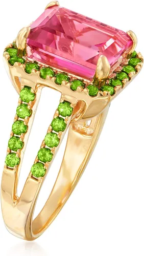 Miniatura 3 de Ross-Simons Anillo de diópsido de topacio rosa de 5.00 quilates y 1.00 qt t.w en oro de 18 quilates sobre plata esterlina
