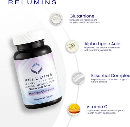 Miniatura 5 de Relumins Advance White, Complejo activo Glutatión, Cápsulas con fórmula blanqueadora oral con 6 refuerzos, Blanquea, repara y restaura la piel