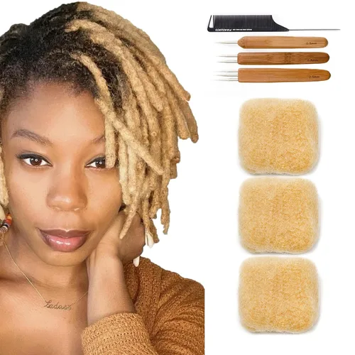 Miniatura 5 de Tight Afro Kinky - Cabello 100% humano a granel para extensiones de draedlock, extensiones de reparación, rizos y trenzas, 3 paquetes/paquete