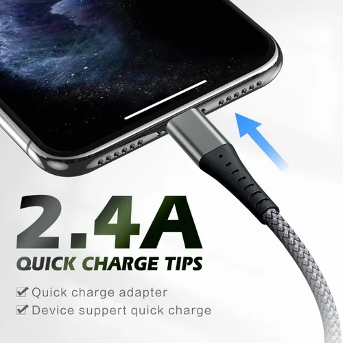 Miniatura 3 de [Certificado Apple MFi] Cargador de iPhone de carga rápida, paquete de 3 cables Lightning de 3 pies, cable de carga de nailon trenzado para iPhone