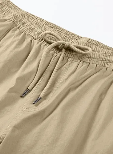 Miniatura 7 de JMIERR Pantalones cargo para hombre, casuales, de algodón, ajuste relajado, cintura elástica, ligeros, con múltiples bolsillos