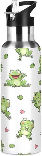 Miniatura 8 de Cute Cartoon Frogs White Stainless Steel Vacuum Insulated Water Bottle 32 Oz, BPA-Free Sport Water Bottle Leakproof Water Bottles