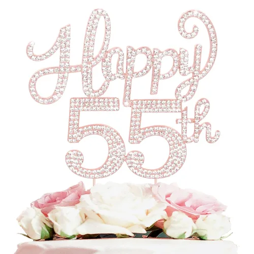 Miniatura 125 de LASKYER Decoración de feliz cumpleaños número 10, decoración de pastel de diamantes de imitación dorados de 10º cumpleaños – Letrero de metal