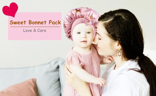 Miniatura 6 de 2 gorros de seda para niñas y niños pequeños, para cabello rizado