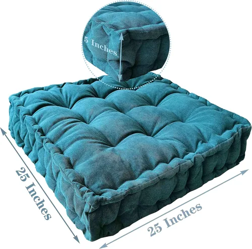 Miniatura 5 de Verpert Almohada de suelo de 25 x 25 pulgadas, cojín cuadrado de meditación asiento de suelo para adultos, cojín de asiento acolchado de gran