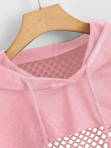 Miniatura 3 de SweatyRocks Sudadera casual de manga larga con corte frontal y corte en la parte delantera para mujer