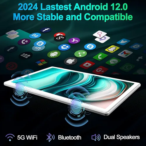 Miniatura 4 de KADYBE Tablet 2024 Tabletas Android de 10 pulgadas, última tableta con estuche de 128 GB de almacenamiento+16 GB de RAM+1 TB expandible, cámara