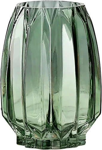 Miniatura 10 de Lucky Bird Jarrón de vidrio ámbar – Jarrón moderno de canalé alto/corto para flores y velas – Centro de mesa ámbar de 11.8 pulgadas para decoración