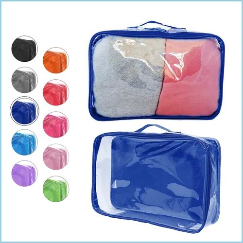 Miniatura 2 de Cubo grande de embalaje de viaje transparente/organizador de PVC transparente para maleta/bolsa multiusos con asa/camisas de vestir, pantalones