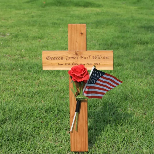 Miniatura 7 de Estacas de Cruz Memorial Personalizadas de Madera para Mascotas, Perro, Gato, Borde de Carretera, Exterior, Cementerio, Tumba, Funeral, Cruz Grande