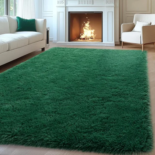 Miniatura 116 de Mugorn - Alfombra de 8 x 10 pies, alfombras grandes, esponjosas, suaves, peludas, antideslizantes, mullidas para interiores, color negro, 8 x 10 pies