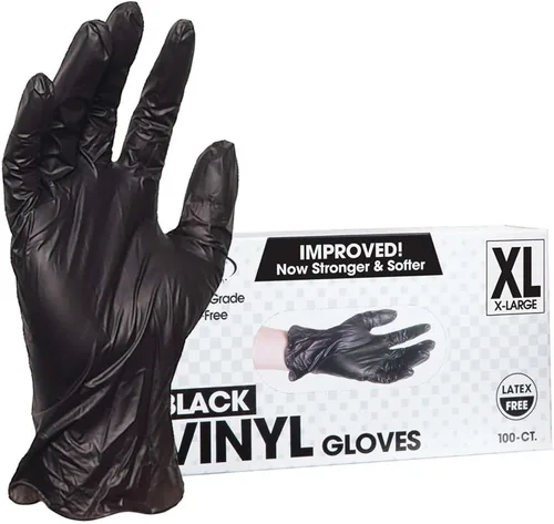 Miniatura 2 de ForPro Disposable Vinyl Gloves, Industrial Grade, Powder & Latex Free, Non-Sterile, Food Safe, 2.75 Mil Palm, 3.9 Mil Fingers Negro