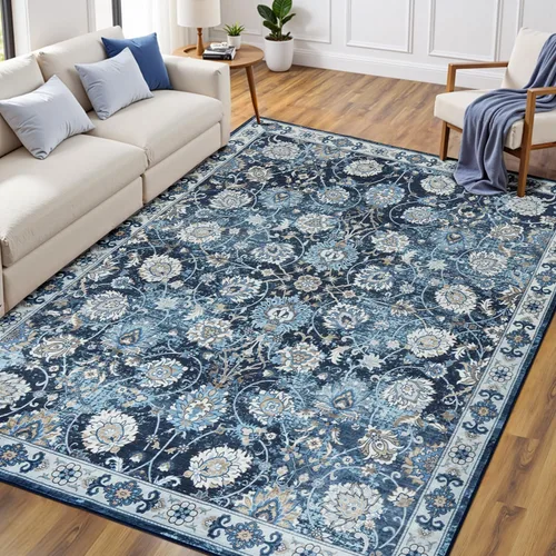 Miniatura 25 de Alfombra lavable de 2 x 3 pies, color beige floral, tapete para puerta de entrada interior, tapetes de cocina para piso, color blanco crema