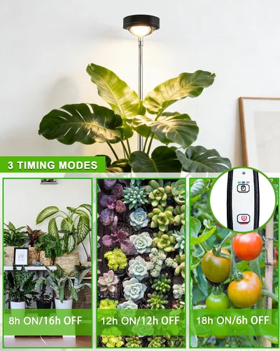 Miniatura 2 de Yadoker - Luz de cultivo LED de espectro completo para plantas de interior, lupa negra, altura ajustable, temporizador automático, bajo voltaje