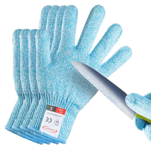 Miniatura 28 de Guantes resistentes a cortes, 4 pares de guantes resistentes a cortes de grado alimenticio, guantes de corte para cocina, pelado de ostras, Gris