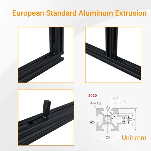Miniatura 3 de 4 piezas de perfil de extrusión de aluminio de 11.811 in 2020 tipo V extrusión de aluminio estándar europeo anodizado riel lineal con accesorios