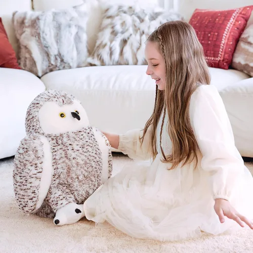 Miniatura 5 de IKASA Juguete de peluche gigante realista de búho nevado, 17 pulgadas, juguetes suaves y bonitos de tamaño grande, enorme peluche jumbo, regalos