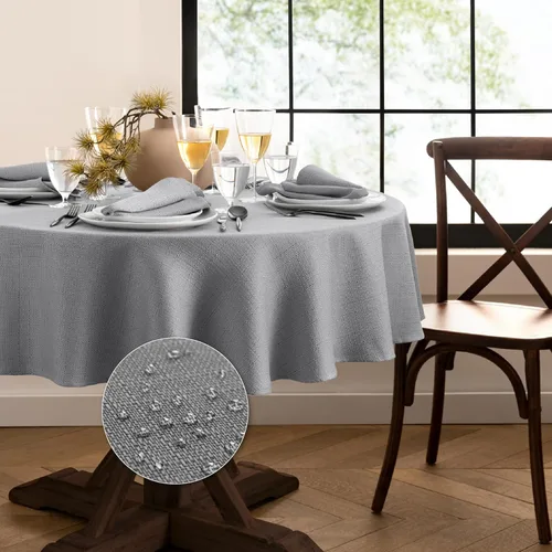 Miniatura 22 de Elrene Home Fashions - Mantel de textura sólida de laurel, resistente al agua y a las manchas, 52 x 70 pulgadas, rectangular, color gris 2-Gris