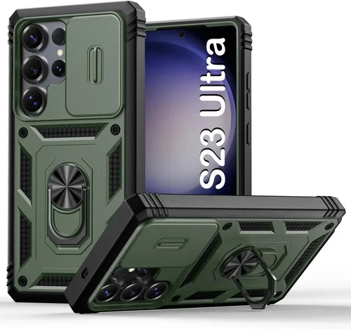 Miniatura 112 de PASNEW Funda para Samsung Galaxy S22 Ultra 5G, cubierta de cámara deslizante y soporte de dedo de metal giratorio de 360°, militar, resistente, a