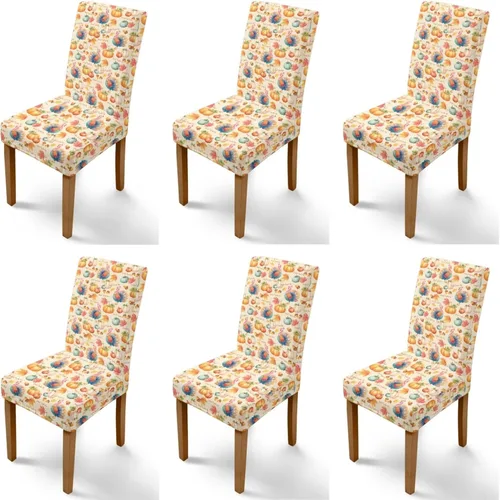 Miniatura 37 de Rnyleeg Thanksgiving Chair Covers for Living Room No Arms Turkey Pumpkin Stretch Dining Chair Covers Set of 6 Soft Washable Kitchen Chair Protector