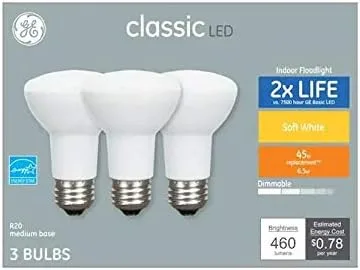 Miniatura 2 de GE Classic - Paquete de 6 bombillas LED R20, equivalentes a 45 W, color blanco cálido