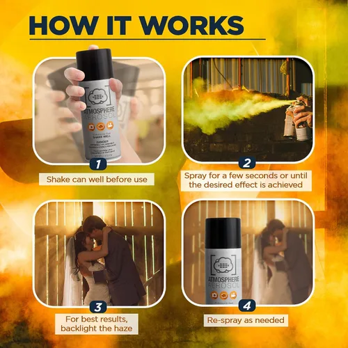 Miniatura 4 de Paquete de 5 – Haze/Fog Atmosphere Aerosol Spray para fotógrafos y cineastas – Efectos de humo y rayos de luz para fotografía para uso en interiores