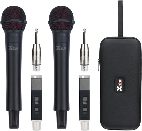 Miniatura 10 de Xvive Sistema de micrófono inalámbrico de mano M5, micrófono XLR inalámbrico Plug and Play de 5.8 GHz con receptor compacto, escaneo automático
