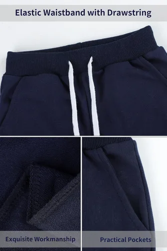 Miniatura 3 de Resinta Paquete de 3 pantalones deportivos para niños pequeños, pantalones deportivos casuales con cordón de bolsillo