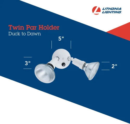 Miniatura 4 de Lithonia Lighting OFTH 300PR 120 P WH-M12 - Soporte ajustable doble PAR con atardecer a amanecer, 120 voltios, 300 vatios, color blanco