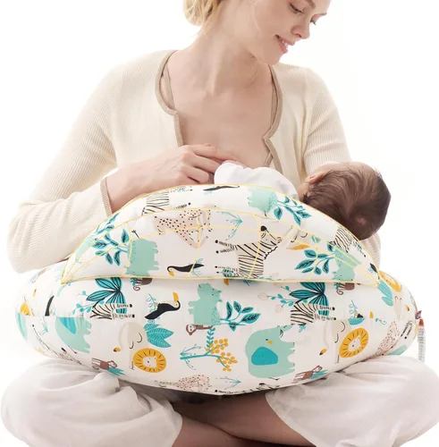 Miniatura 13 de Momcozy - Almohada de lactancia original con valla de seguridad innovadora, más ancha para mayor soporte a mamá y bebé, facilita la lactancia manos
