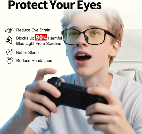 Miniatura 2 de Lentes de bloqueo de luz azul, lentes de filtro de luz azul de visión HD, antifatiga ocular para jugadores y trabajadores de oficina, experimenta