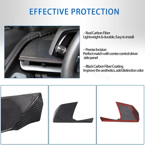 Miniatura 4 de Cubierta de panel lateral de consola central de fibra de carbono real compatible con Chevrolet Corvette C8 2020-2025, accesorios para panel lateral