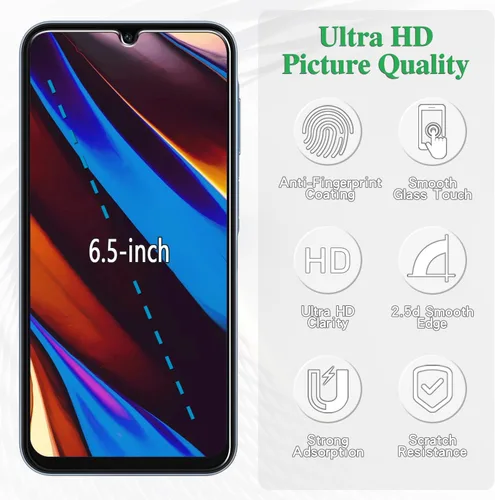 Miniatura 2 de Pokolan Paquete de 3 protectores de pantalla para Samsung Galaxy A15 5G / A15 vidrio templado, sensibilidad táctil, sin burbujas, antiarañazos