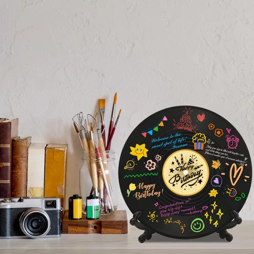 Miniatura 6 de Disco de vinilo Decoraciones de feliz cumpleaños Libro de invitados alternativos, decoración de feliz cumpleaños, suministros de fiesta, regalos
