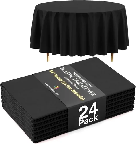 Miniatura 48 de Exquisite 66% Thicker Premium Aqua Round Tablecloth 0.5 Mil 6 Pack Plastic Table Cloth Disposable 84 Inch Round Plastic Tablecloth Won't Tear Easily