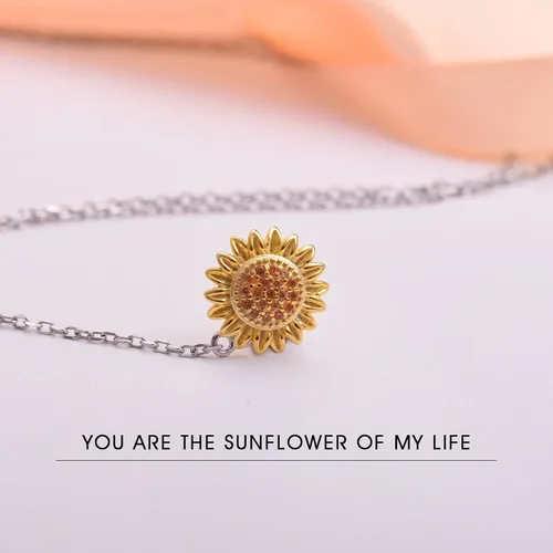 Miniatura 5 de Collar de girasol, joyería de plata de ley 925 - You Are My Sunshine Colgante Collares Joyería Moda Y Colgante Regalos para Mujeres Esposa, Metal