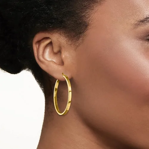 Miniatura 2 de Ross-Simons Pendientes de aro italianos de oro amarillo de 14 quilates con borde cuadrado, Oro, no conocido