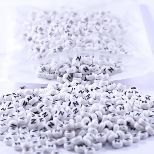 Miniatura 9 de 1000 cuentas redondas de acrílico mixtas negras del alfabeto de 0.157 x 0.276 pulgadas (0.157 x 0.276 in), cuentas coloridas de la A a la Z
