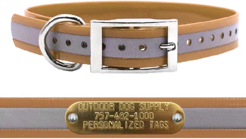 Miniatura 16 de Outdoor Dog Supply Collar de perro con anillo en D impermeable reflectante resistente de 1 pulgada para perros medianos y grandes con placa