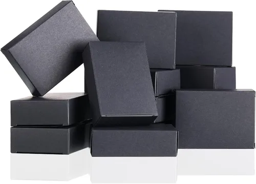 Gersoniel 50 cajas de jabón de papel kraft para hacer jabón casero, suministros para recuerdos de fiesta, sin ventana, embalaje de envoltura de Negro