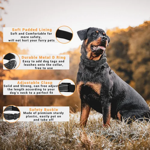 Miniatura 2 de Paquete de 2 collares reflectantes para perros con hebilla de cierre de seguridad, collar de nailon ajustable, suave, transpirable y cómodo