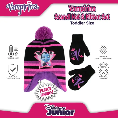 Miniatura 4 de Disney Conjunto de gorro Vampirina con bufanda para niñas de 2 a 4 años, Esto no es aplicable