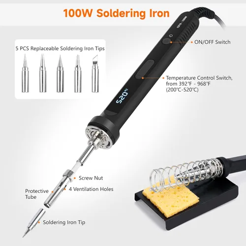 Miniatura 2 de PP OPOUNT Kit de vitrales para principiantes y adultos, kit completo de fabricación de vitrales con soldador ajustable de 100 W, herramientas