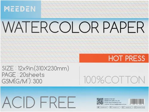 Miniatura 13 de Bloque de papel para acuarela MEEDEN, papel de acuarela 100% algodón de 20 hojas, 140 lb/300 gsm, papel de arte sin ácidos para acuarela, gouache