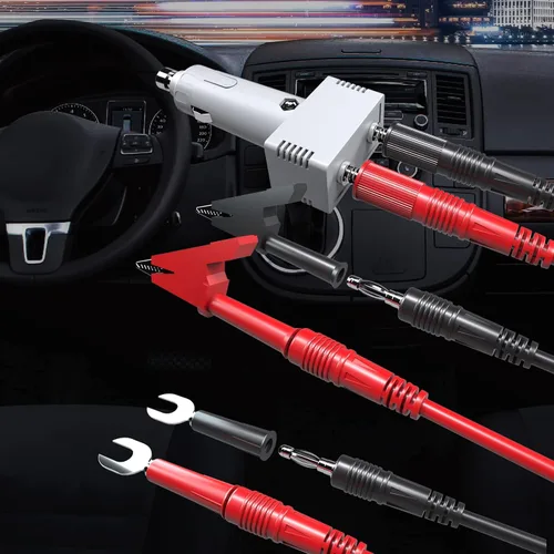Miniatura 4 de Goupchn Enchufe de encendedor de cigarrillos macho a doble hembra de 0.157 in hembra adaptador de cargador de coche 12V 10A con cables
