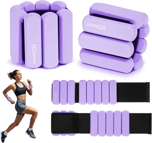 Miniatura 10 de Pesas ajustables de muñeca y tobillo para mujeres y hombres, paquete de 2 (1 libra cada una), brazalete de silicona con peso para pilates, gimnasio